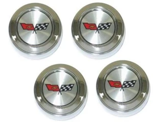 1982 CORVETTE - 4 x YJ8 ALUMINUM / ALLOY WHEEL CENTER CAPS WITH EMBLEM #E22742 - Picture 1 of 4