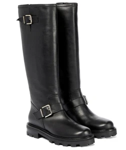 Jimmy Choo Women's Size 7 37 Biker II Tall Knee High Leather Boots Reg $995 MINT - Picture 1 of 14