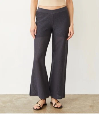 Monrow Cotton Mesh Wide Leg Pant Medium Dark Grey Liner NWT - Image 1 of 4