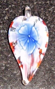 Artisan Flower Lampwork Blown Boro Focal Glass Necklace Pendant Charm Jewelry - Picture 1 of 10
