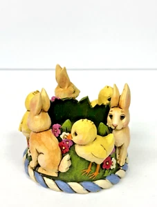 Jim Shore Retired 2010 Spring Easter Rabbit Chick Votive Candle Holder #4021716 - Picture 1 of 6