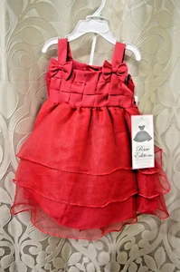 NW Holiday BERRY Red Dress GIRL SZ 18 MTH Flower GIRL PARTY 2 PC HOLIDAY PAGEANT - Picture 1 of 4