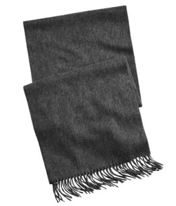New Mens Club Room Luxury 100% Cashmere Dark Gray Fringe Trim Scarf - Picture 1 of 1