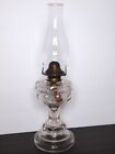 Vintage GLASS OIL LAMP Pedestal Stand HURRICANE GLOBE Peach Tint 18" Large Light