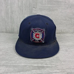 Chicago Fire Hat Cap Fitted Small Medium Navy Blue MLS Adidas Canvas Soccer - Picture 1 of 6
