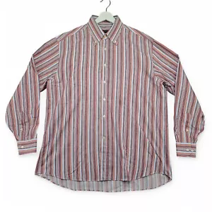 Canali Sportswear Casual Dress Shirt Mens XL Button Down Multicolor Stripe Italy - Picture 1 of 12
