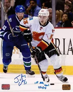 Johnny Gaudreau Calgary Flames Signed Autographed 1st NHL Goal Inscribed 8x10 - Picture 1 of 3