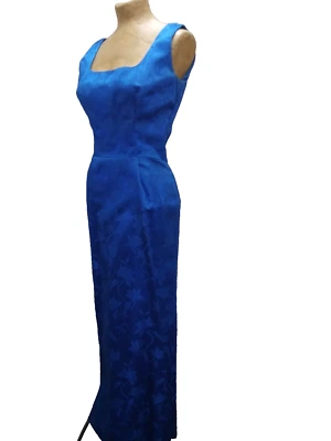 Vestido de vestir vintage años 60 azul rayón satinado y chaqueta a juego pequeño  Foto 1 de 4