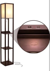 New Brightech Maxwell LED USB Shelf Tower Floor Lamp Classic Black Color - Picture 1 of 10