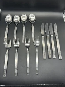 Vintage DANIKA Stainless MSI Japan MCM Celtic Knot Forks Spoon Knives 12pc Set - Picture 1 of 16