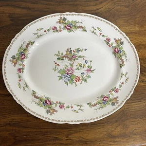 Vintage Crown Staffordshire England Pagode ovale Platte Teller 15,75" - Bild 1 von 6