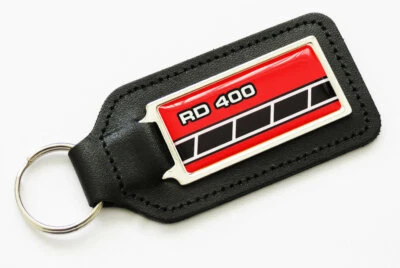 RD 400 Red With Black Speed Blocks Leather Keyring Key Fob for Yamaha RD400 NOS - Image 1 of 2
