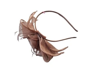 NEW Mocha Brown Looped Sinamay Aliceband Fascinator Wedding Races Ascot Prom - Picture 1 of 2