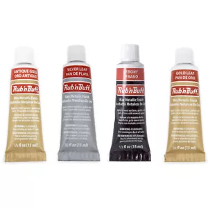 Amaco Rub 'N Buff 4 Color Set Silver Leaf Antique Gold Gold Leaf Ebony - Picture 1 of 2