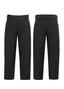 KIDS BOYS SLIM FORMAL FLAT FRONT DRESS PANT ADJUST Waist NAVY BLACK SIZE 2-20 - Picture 1 of 4