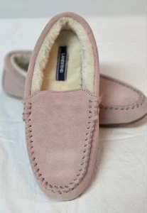 Zapatillas mocasín de gamuza forradas borrosas rosa LANDS END para mujer talla 7 M EE. UU. - Imagen 1 de 17