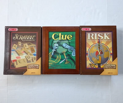 Vintage Game Collection Set Scrabble & Risk (Sealed) Clue Wooden Box Target - Image 1 of 4
