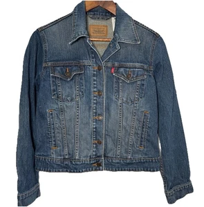 Levi's Damen Med Classic Denim Trucker Jeansjacke Knopfleiste Eingrifftasche - Bild 1 von 7