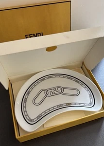 FENDI 7AC048 Porcelain Tableware Orlock Crescent Plate APERITIF Plat NIBUnused - Picture 1 of 6