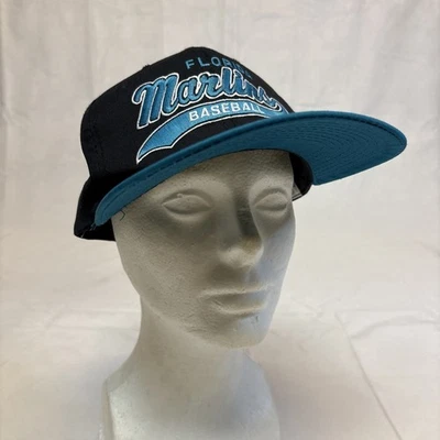 Vintage Starter Florida Marlins Snapback Hat Cap Script Black Teal MLB Baseball - Image 1 of 4