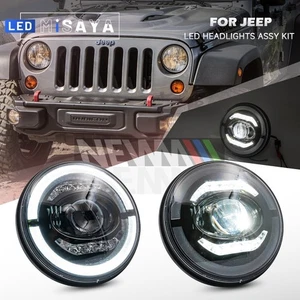 E-mark ECE RHD 7'' LED Headlight Halo Ring For Jeep Wrangler TJ LJ JK Unlimited - Picture 1 of 12