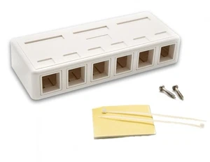 6 Port Blank Surface Mount Box For Cat6 Cat5E RJ45 Network Keystone Jack Insert - Picture 1 of 3