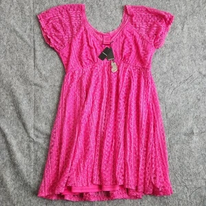 Torrid Betsey Johnson Fit N Flare Puff Sleeve Mini Dress Women's 2XL Hot PInk - Picture 1 of 12