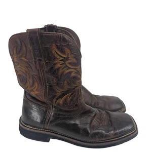 Justin Men's Brown Distressed Leather Boot Size 12 EE Cowboy Western Boot - Picture 1 of 12