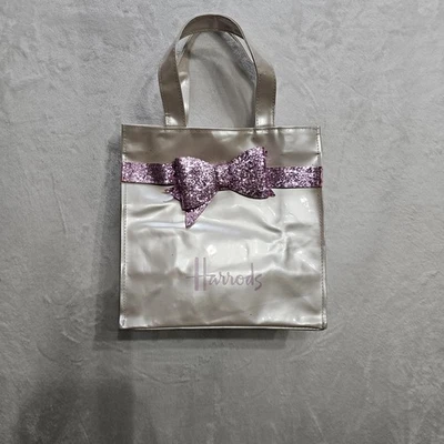 HARRODS Limited Edition Logo PVC Sparkle Bag Pink Bow Vtg 8242 - Image 1 of 4