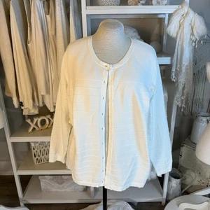 North Crest Women’s plus sz. 3X white sweater cardigan, office, layering, #4003 - Picture 1 of 9