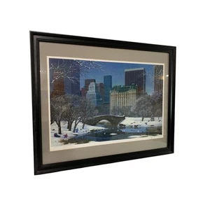 Framed Matted Alexander Chen Art Central Park Winter Signed Seriolithograph COA - Picture 1 of 9