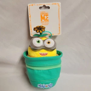 RARE Universal Studio Japan Minions Bob Flower Pot 10" Plush Toy Purse Keychain - Picture 1 of 4