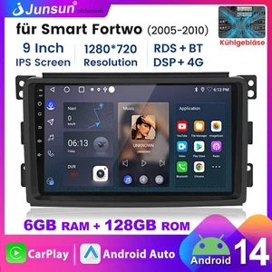 6+128GB Android 14 Für Smart Fortwo 451 2005-2010 Autoradio Carplay 4G WIFI DAB+ - Bild 1 von 18