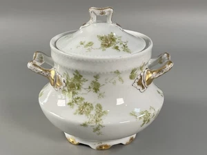 Haviland & Co Zuckerdose mit Deckel Schleiger 42N Rohling 6 grüne Rosen & Blätter - Bild 1 von 18