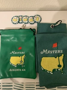 Masters -Golf Tee and Ball Pouch, 5 Poker Chip/Ball Markers , And 1 Towel. - Picture 1 of 1