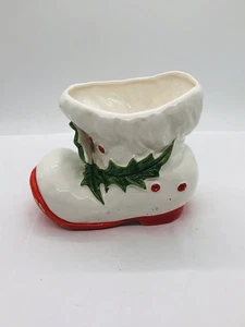 CMC Japón Vintage Blanco Santa Navidad Bota Maceta 4 pulgadas Alto - Imagen 1 de 11
