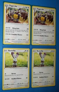 2x Diggersby 147/192 & 4x Bunnelby 146/192 Pokemon card Rebel Clash NM - Bild 1 von 2