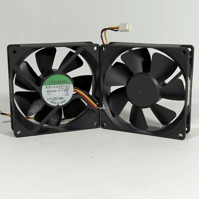 Pair (2x) Sunon KD1209PTS2 Fans Black 92mm 3-Pin - Image 1 of 4