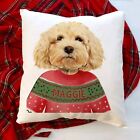 Personalised ShiPoo Christmas Cushion Cover Dog Xmas Jumper Decor Gift DJ52