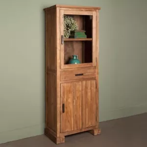 Teakholz Vitrinen Schrank Lorenzo - Vertiko 190 cm - Landhaus Vitrine - Bild 1 von 2