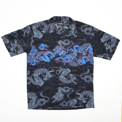 ODO Blue/Gray DRAGON Hawaiian ALL-OVER Print TRAILER PARK BOYS Style RICKY SHIRT - Image 1 of 4
