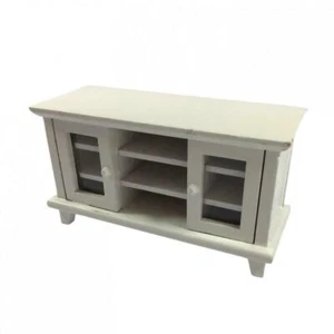 Dollhouse Modern White Cabinet TV Stand Miniature Living Room Furniture 1:12 - Picture 1 of 8