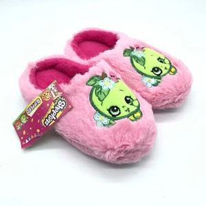 Shopkins Toddler Girls Slippers Faux Fur Slip On Pink Apple Blossom 11-12 - Picture 1 of 5