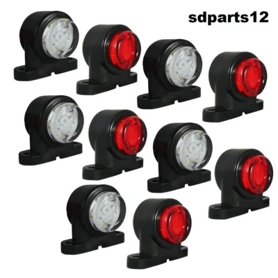 10 Mini Fanali Segnalatori Bicolore Rosso Bianco 12-24V Ingombro Camion Rimorchi - Immagine 1 di 4