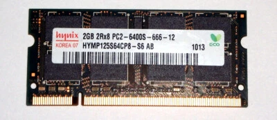 2 GB DDR2 RAM 200-pin SO-DIMM 2Rx8 PC2-6400S   'Hynix HYMP125S64CP8-S6 AB' - Photo 1/2