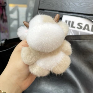 Adorable Llavero de Piel de Visón Real Vaca Pompompom Bolso de Pelota de Piel Dije Coche Teléfono Colgante Regalo - Imagen 1 de 11
