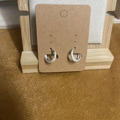 Small Pair Of Frosted Hoop Earrings With Silver 925 Needles  - Image 1 of 2