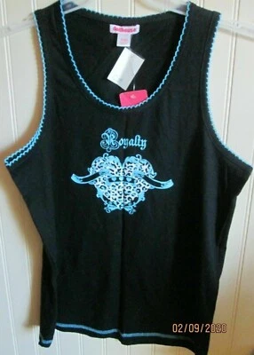 HH.  DOLLHOUSE DAMAS CAMISETA SIN MANGAS PUNTO TALLAS L. NEGRO/AZUL REALEZA NUEVA CON ETIQUETAS Foto 1 de 2