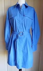 COUNTRY ROAD Shirt Dress Size 8 Mini Blue Cotton Belted A-line short Belt - Picture 1 of 17