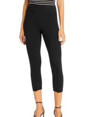 Leggings Capri HUE U21420 bordada bainha ilhós azul marinho tamanho XS varejo $36 - Imagem 1 de 4